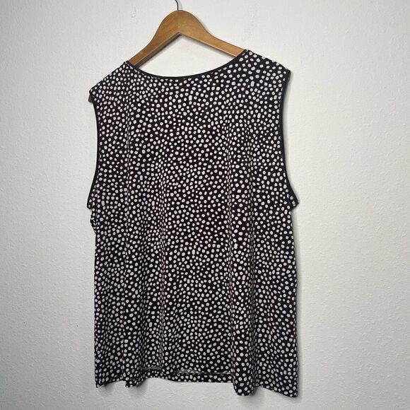 Susan Graver Liquid‎ Knit Brown Spotted Scoop Neck Sleeveless Top Plus Size 2X - Picture 8 of 8